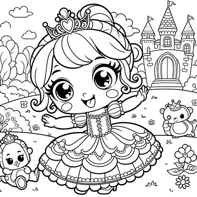 free coloring page with a princess